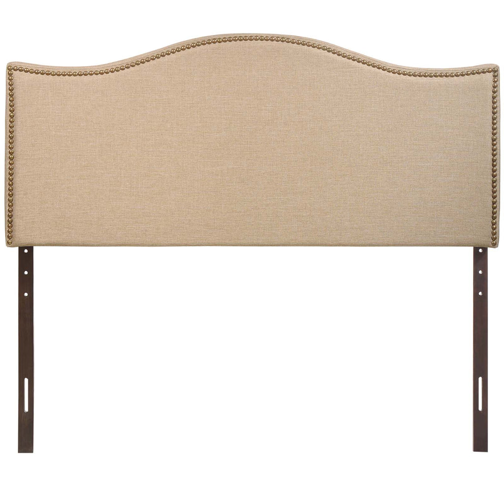 Curl Queen Nailhead Upholstered Headboard in Cafe