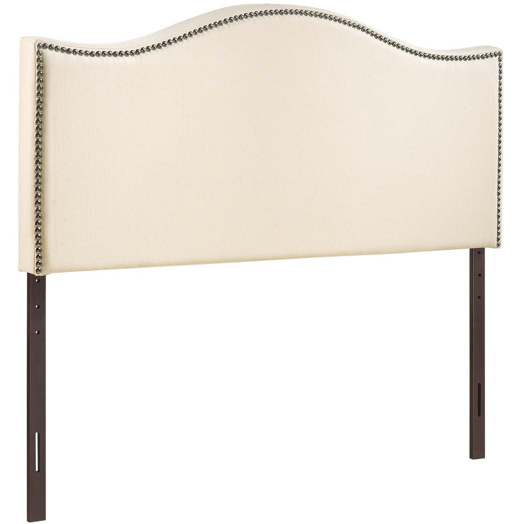 Curl Queen Nailhead Upholstered Headboard in Ivory