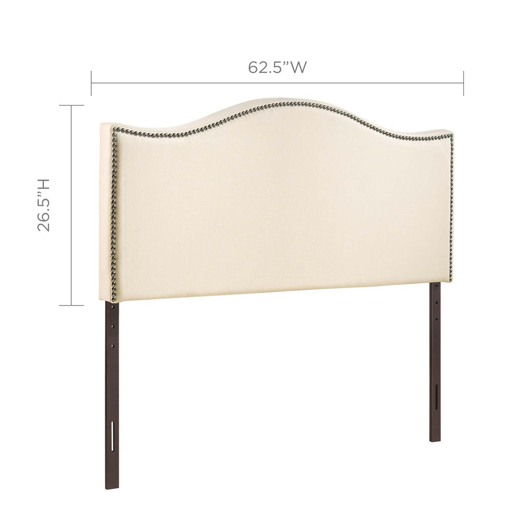 Curl Queen Nailhead Upholstered Headboard in Ivory