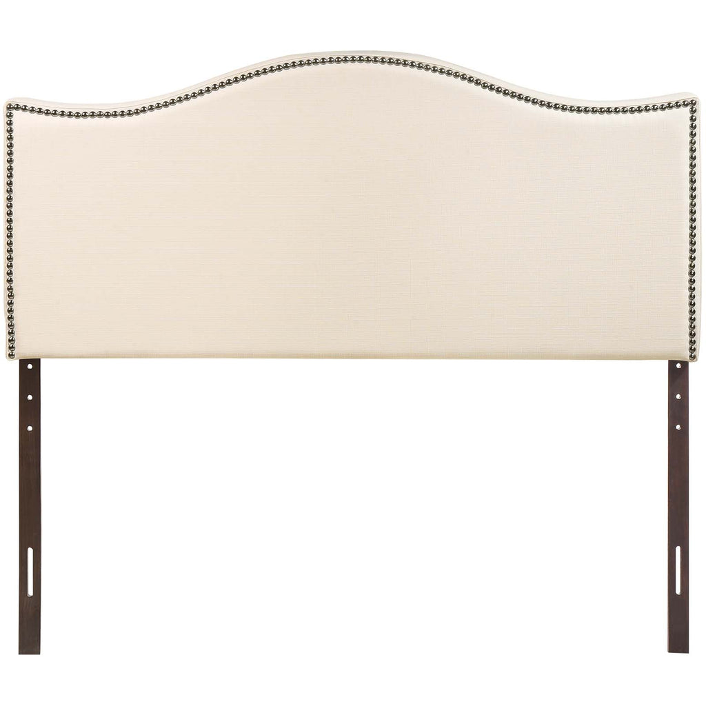 Curl Queen Nailhead Upholstered Headboard in Ivory