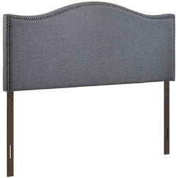 Curl Queen Nailhead Upholstered Headboard in Smoke