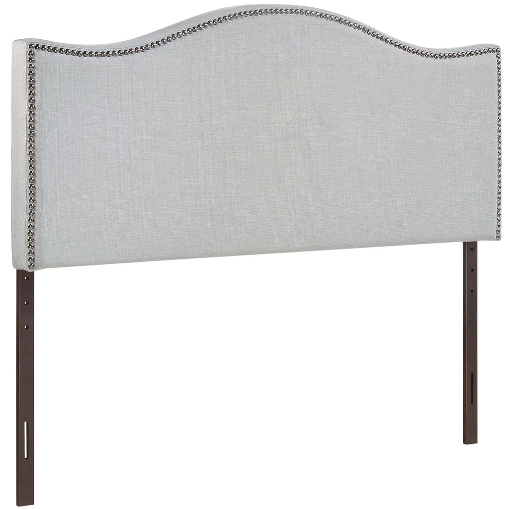 Curl King Nailhead Upholstered Headboard in Sky Gray