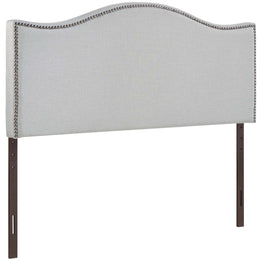 Curl King Nailhead Upholstered Headboard in Sky Gray