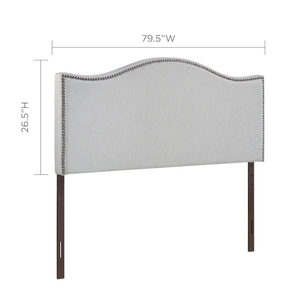 Curl King Nailhead Upholstered Headboard in Sky Gray