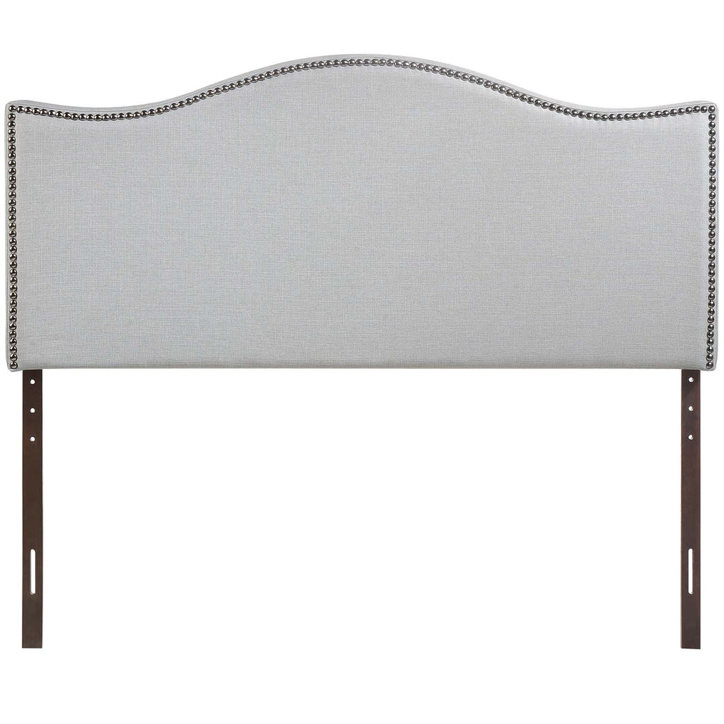 Curl King Nailhead Upholstered Headboard in Sky Gray