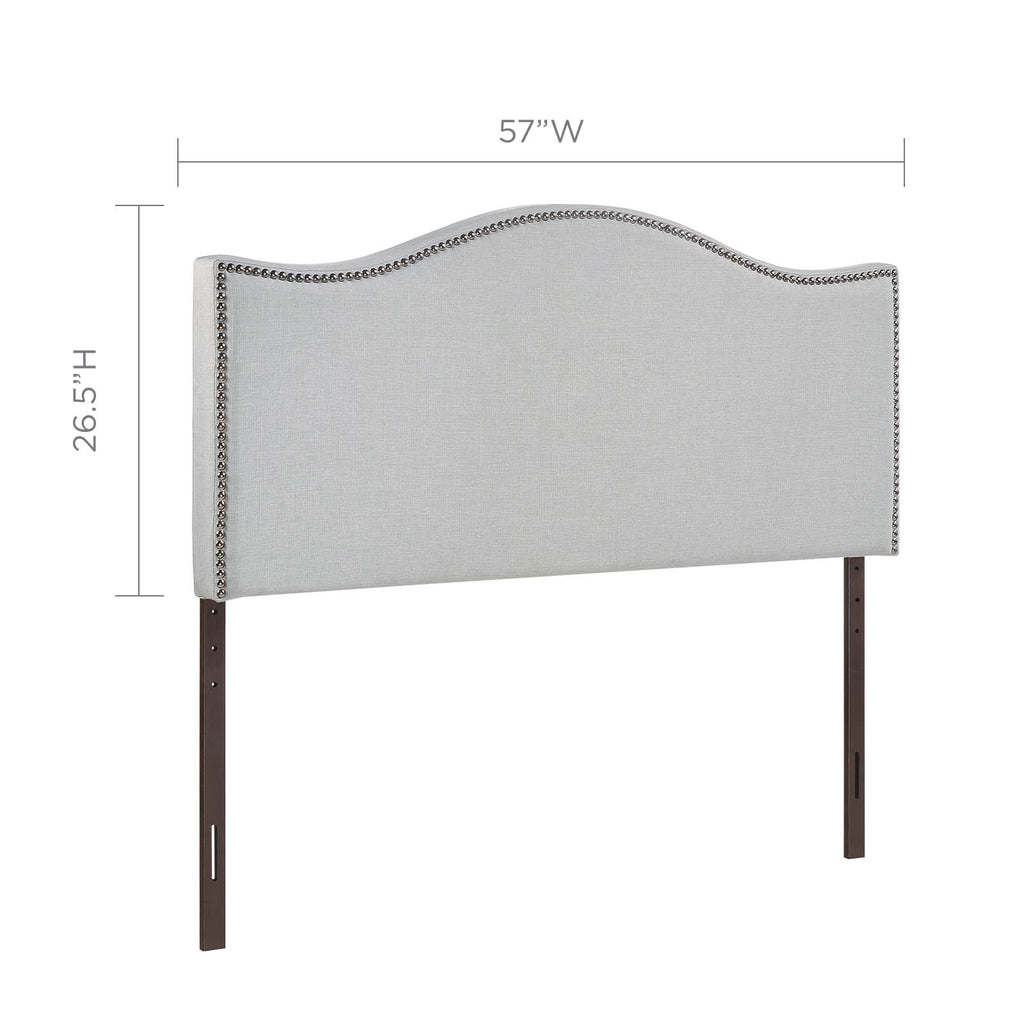 Curl Full Nailhead Upholstered Headboard in Sky Gray