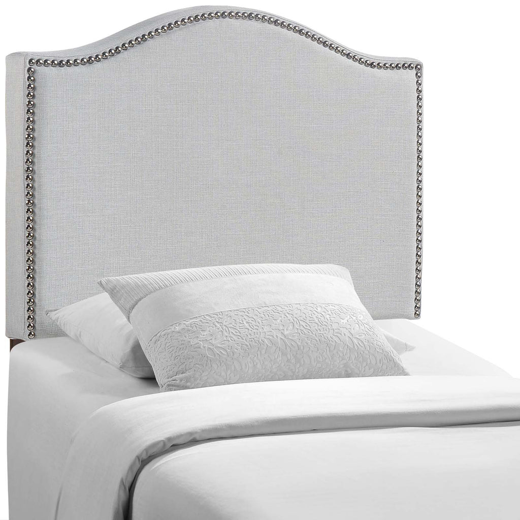 Curl Twin Nailhead Upholstered Headboard in Sky Gray