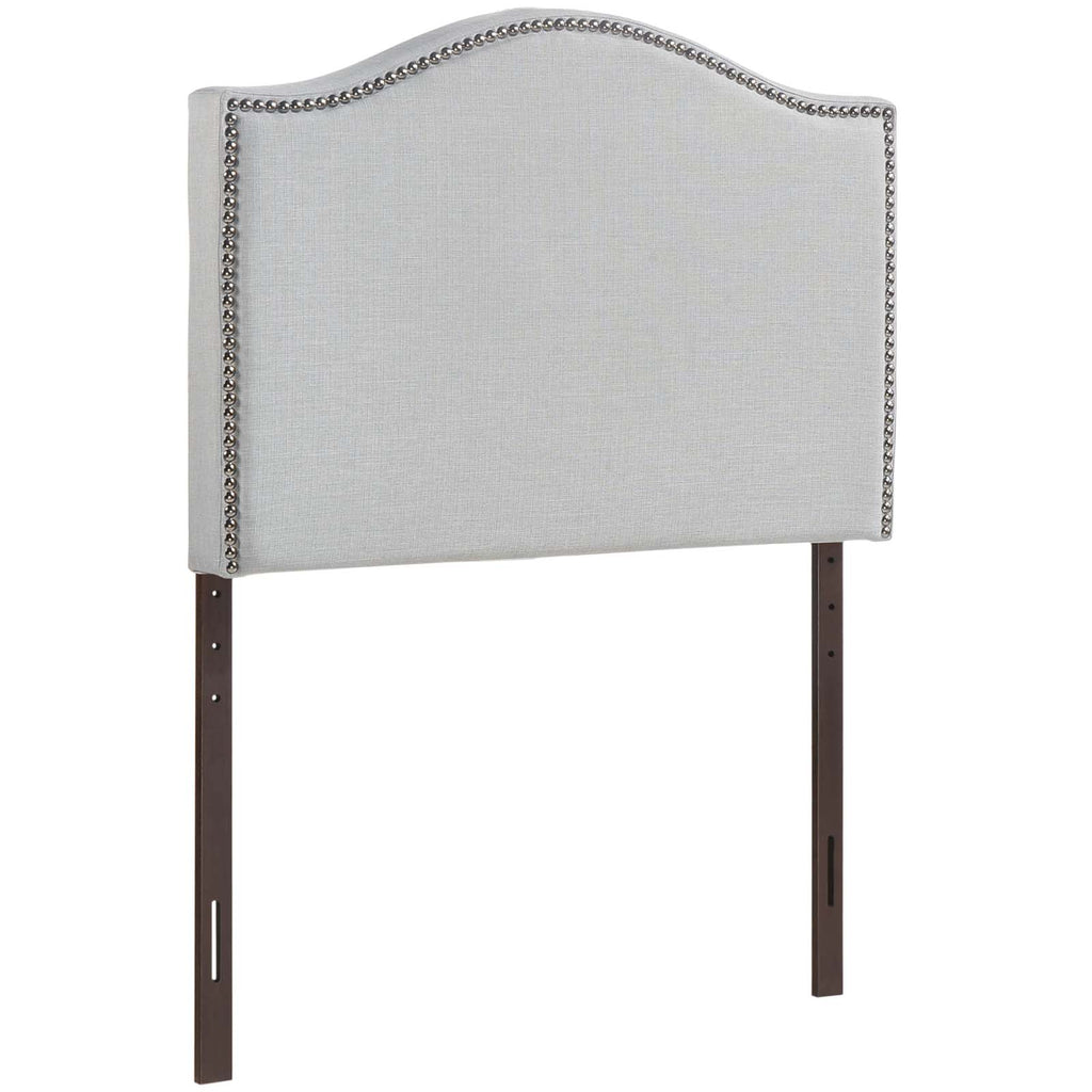 Curl Twin Nailhead Upholstered Headboard in Sky Gray