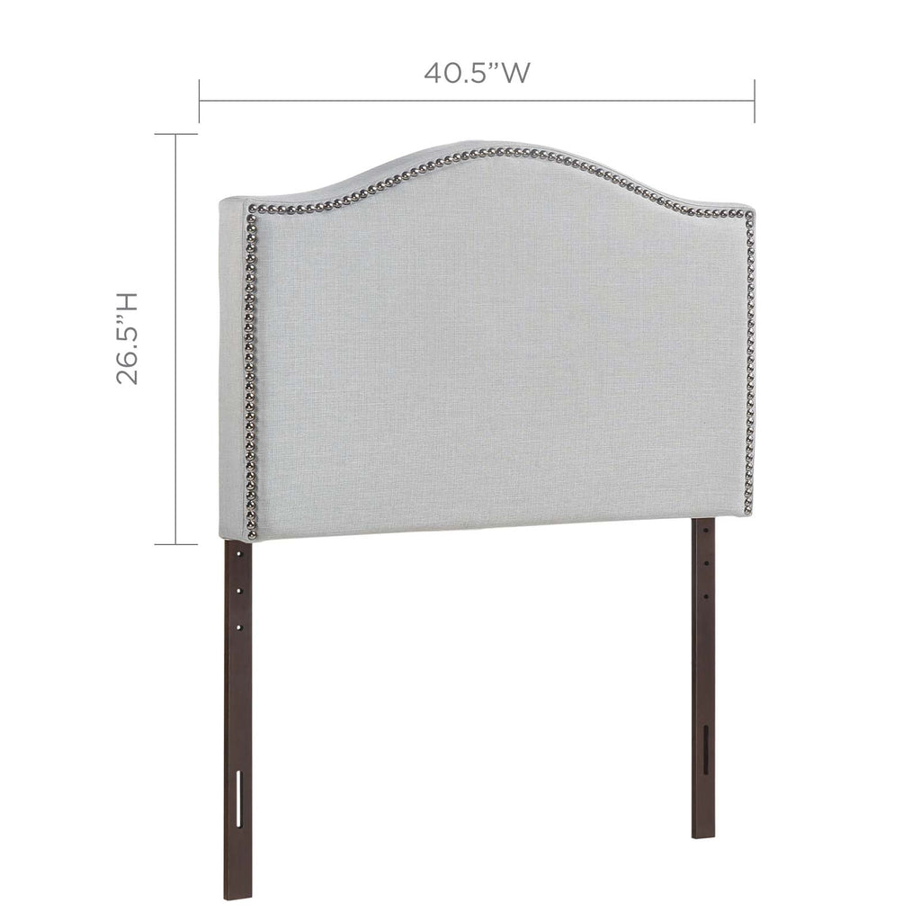 Curl Twin Nailhead Upholstered Headboard in Sky Gray