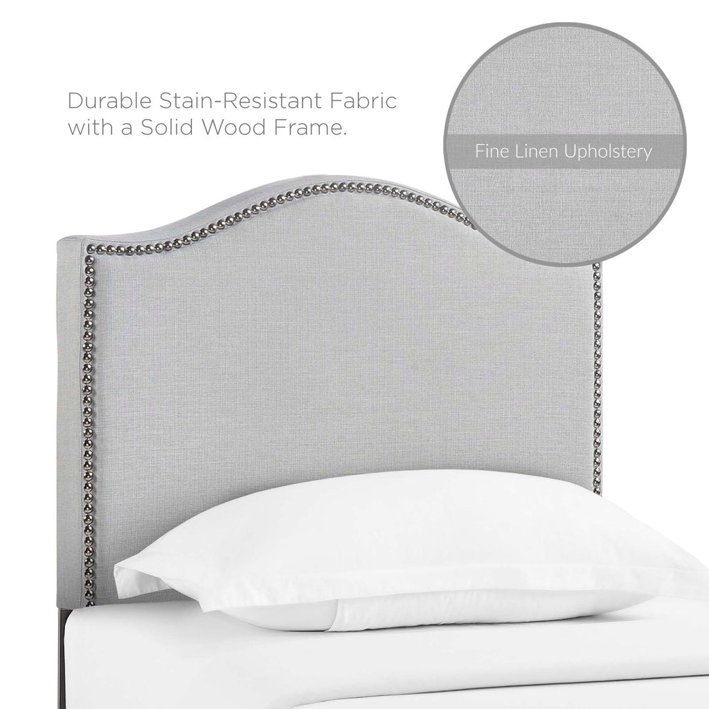 Curl Twin Nailhead Upholstered Headboard in Sky Gray