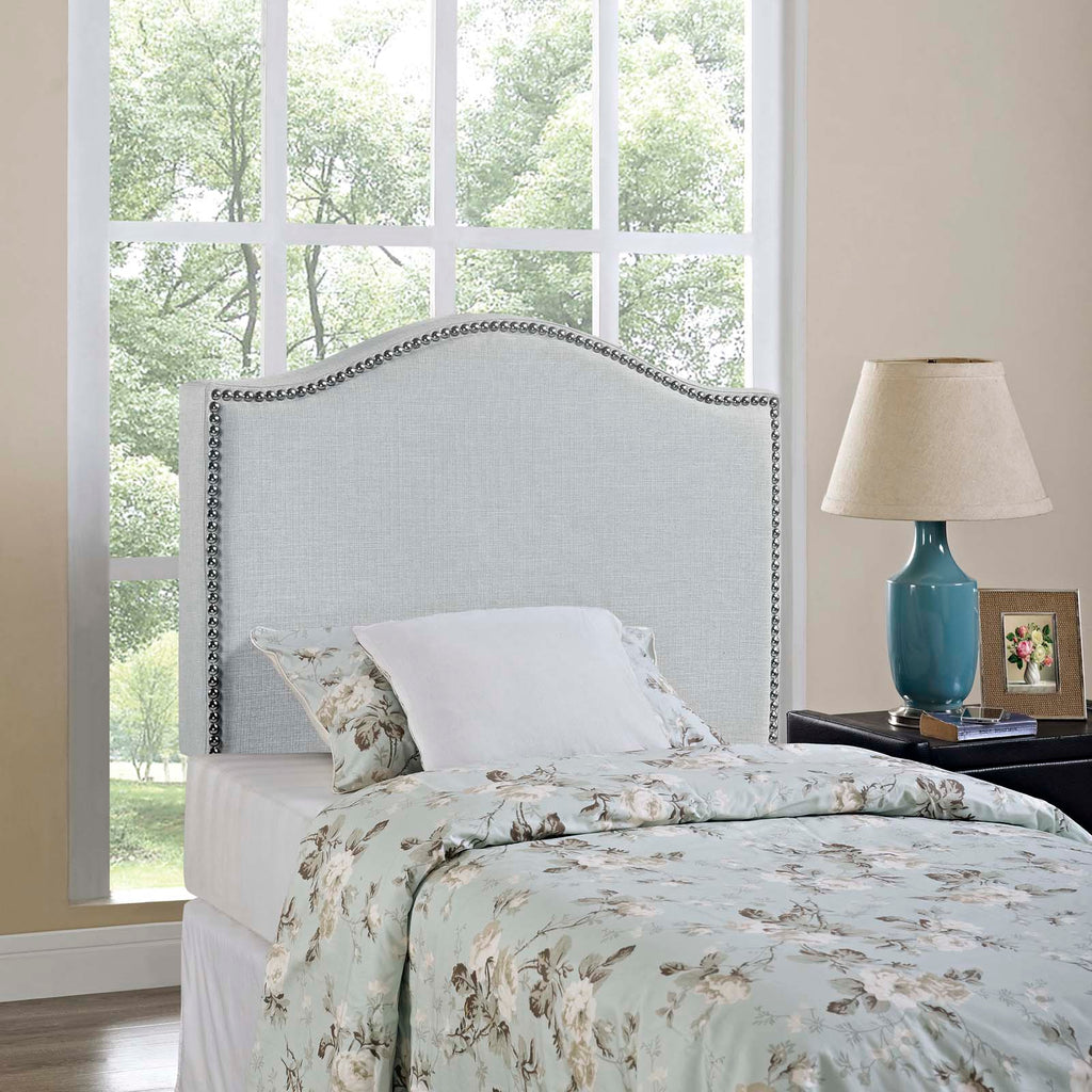 Curl Twin Nailhead Upholstered Headboard in Sky Gray