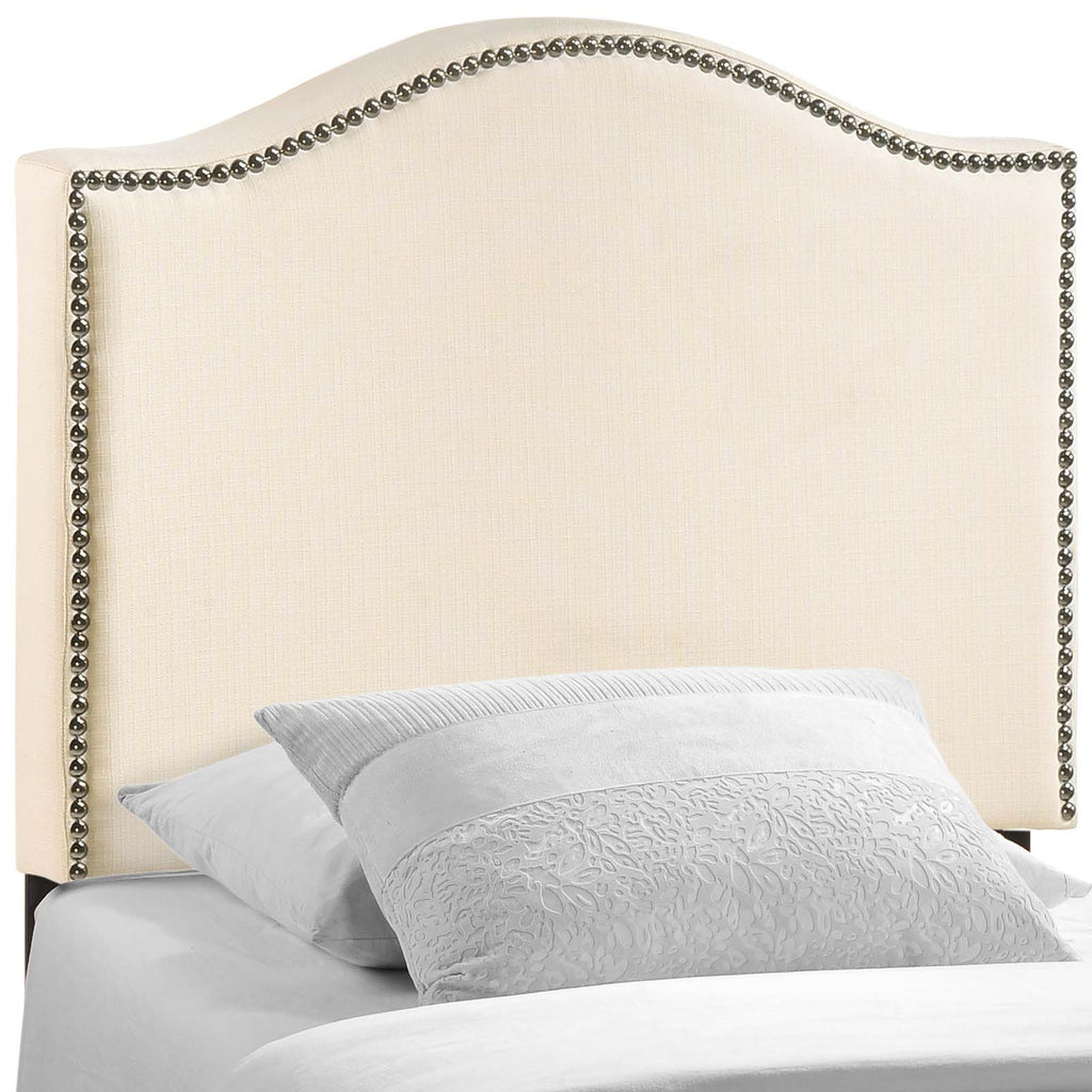 Curl Twin Nailhead Upholstered Headboard in Ivory