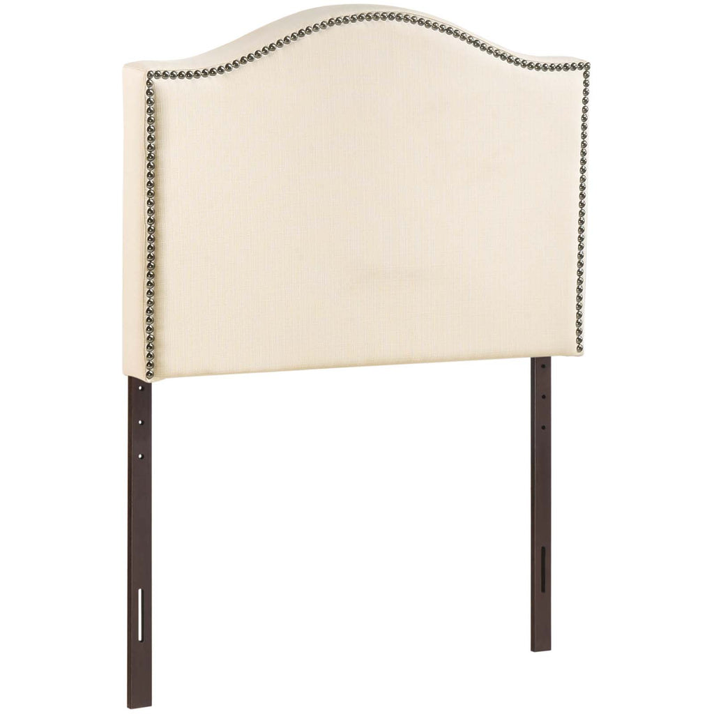 Curl Twin Nailhead Upholstered Headboard in Ivory