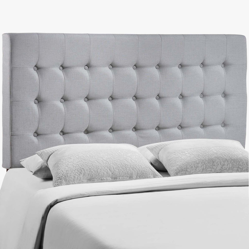 Tinble Queen Upholstered Fabric Headboard in Sky Gray