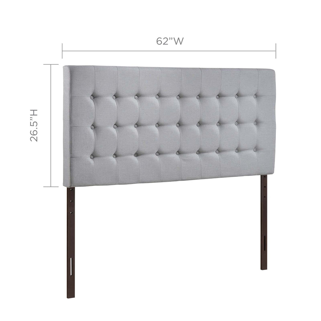 Tinble Queen Upholstered Fabric Headboard in Sky Gray