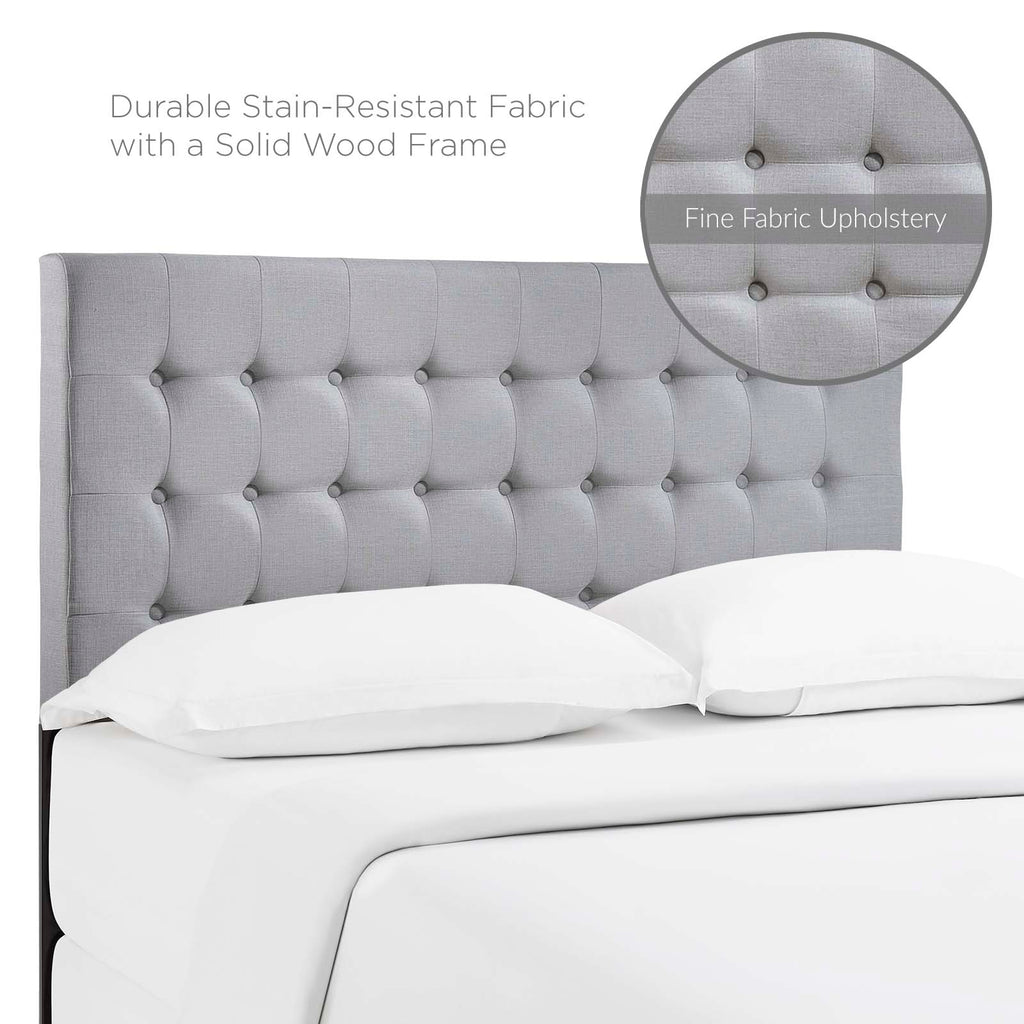 Tinble Queen Upholstered Fabric Headboard in Sky Gray