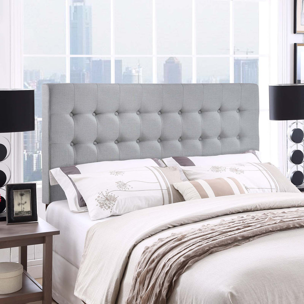 Tinble Queen Upholstered Fabric Headboard in Sky Gray