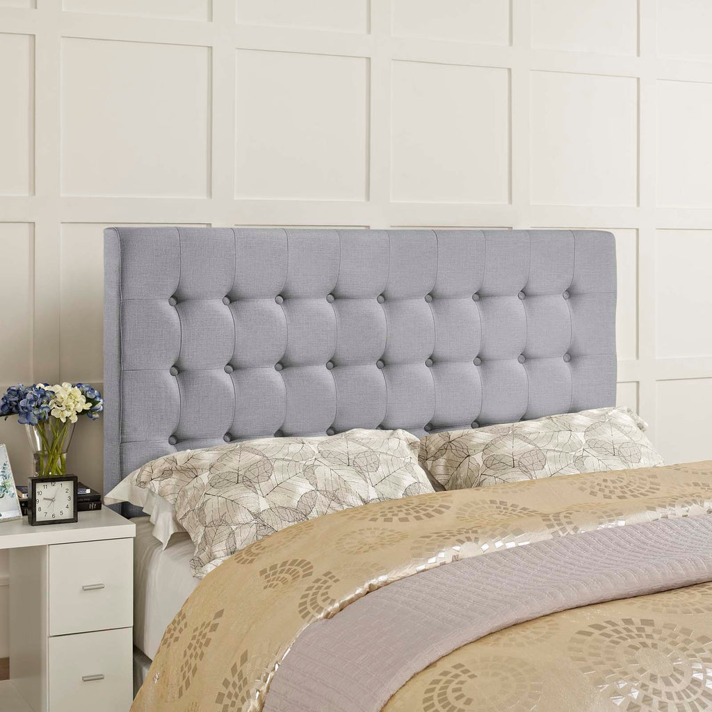 Tinble Queen Upholstered Fabric Headboard in Sky Gray