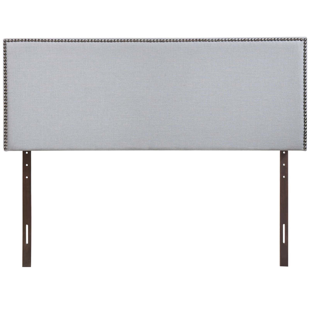 Region Nailhead Queen Upholstered Headboard in Sky Gray