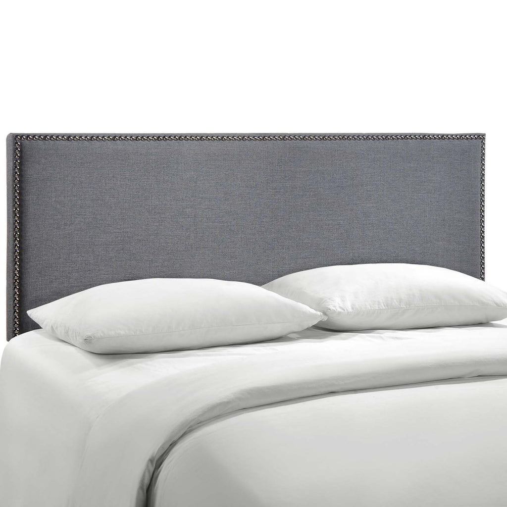 Region Nailhead Queen Upholstered Headboard in Smoke