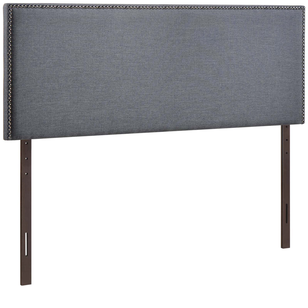 Region Nailhead Queen Upholstered Headboard in Smoke