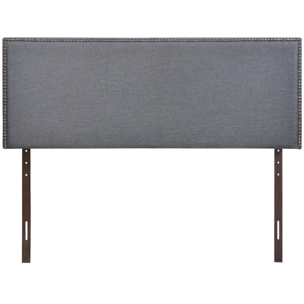 Region Nailhead Queen Upholstered Headboard in Smoke