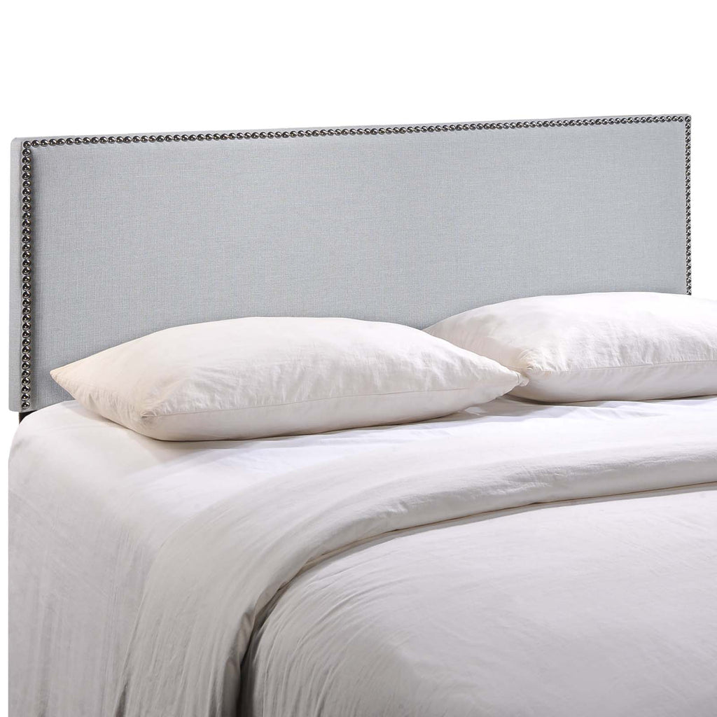 Region Nailhead  Full Upholstered Headboard in Sky Gray