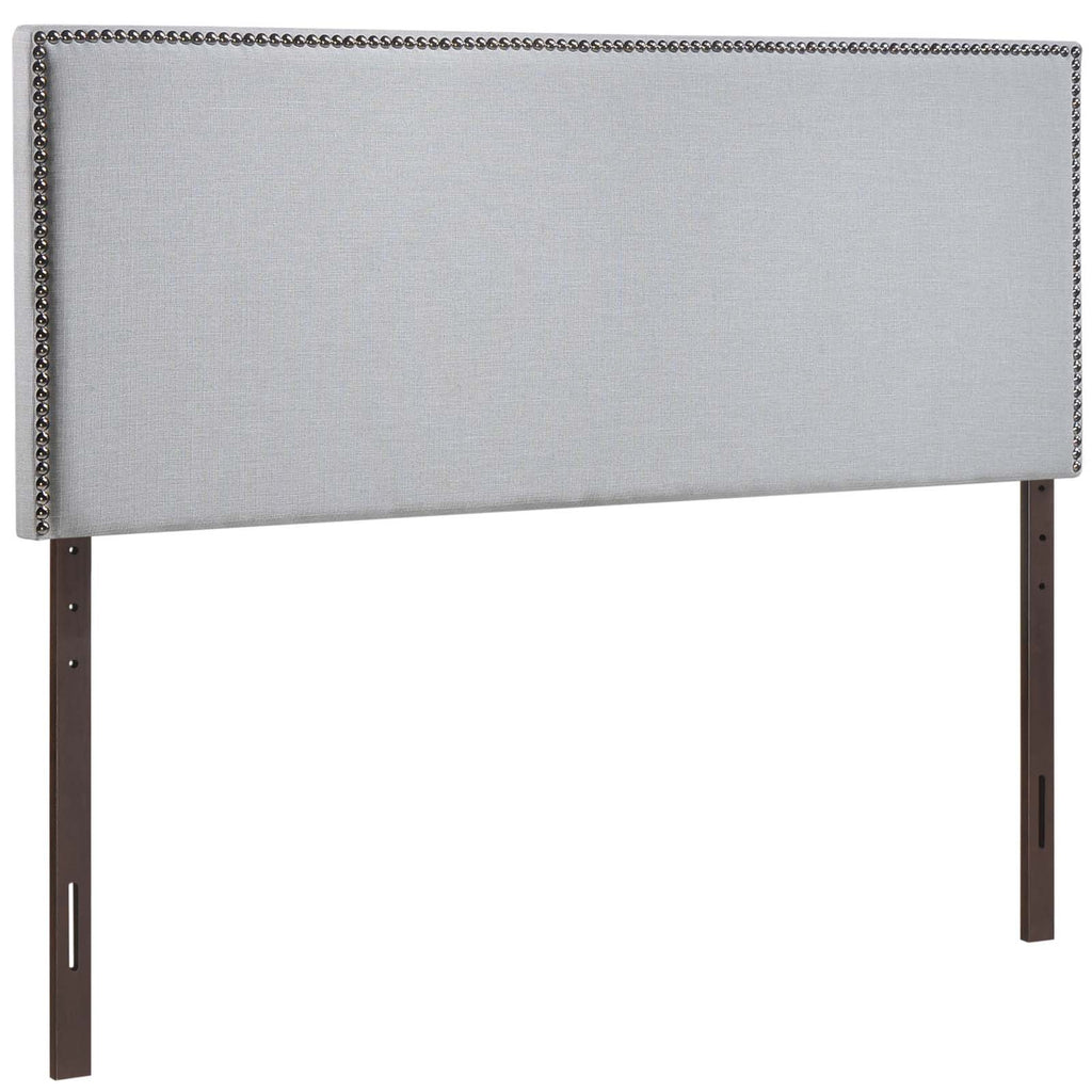 Region Nailhead  Full Upholstered Headboard in Sky Gray