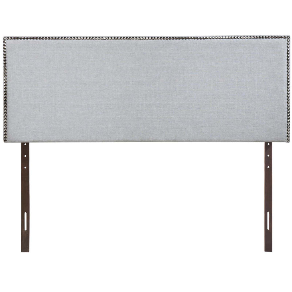 Region Nailhead  Full Upholstered Headboard in Sky Gray