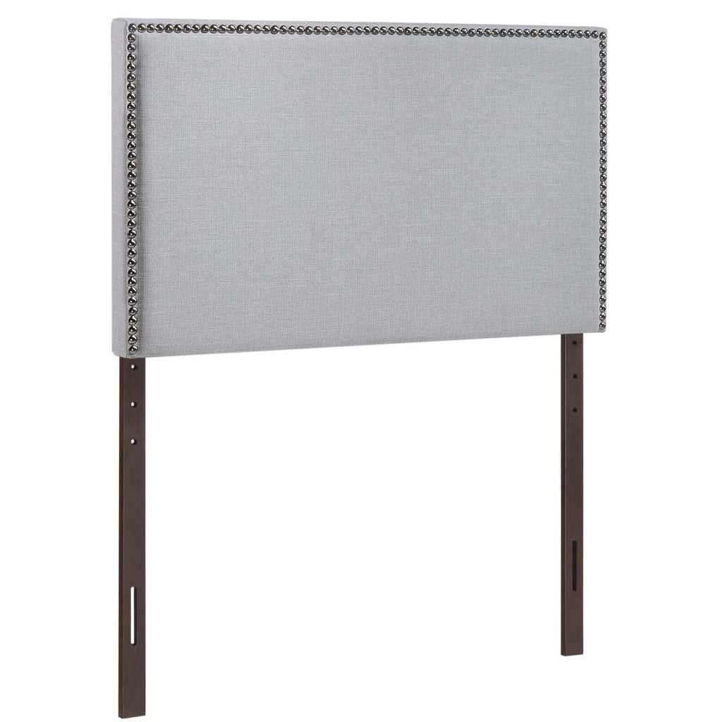 Region Nailhead Twin Upholstered Headboard in Sky Gray