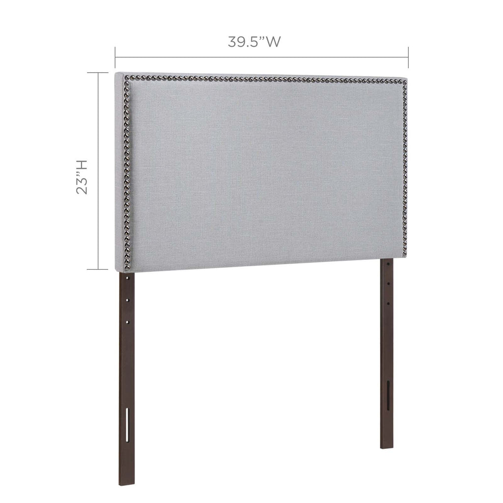 Region Nailhead Twin Upholstered Headboard in Sky Gray