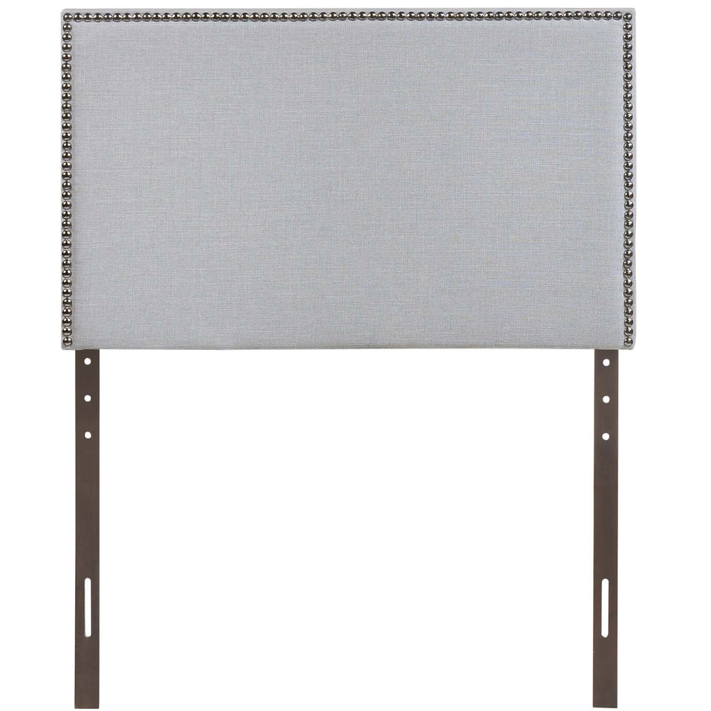 Region Nailhead Twin Upholstered Headboard in Sky Gray