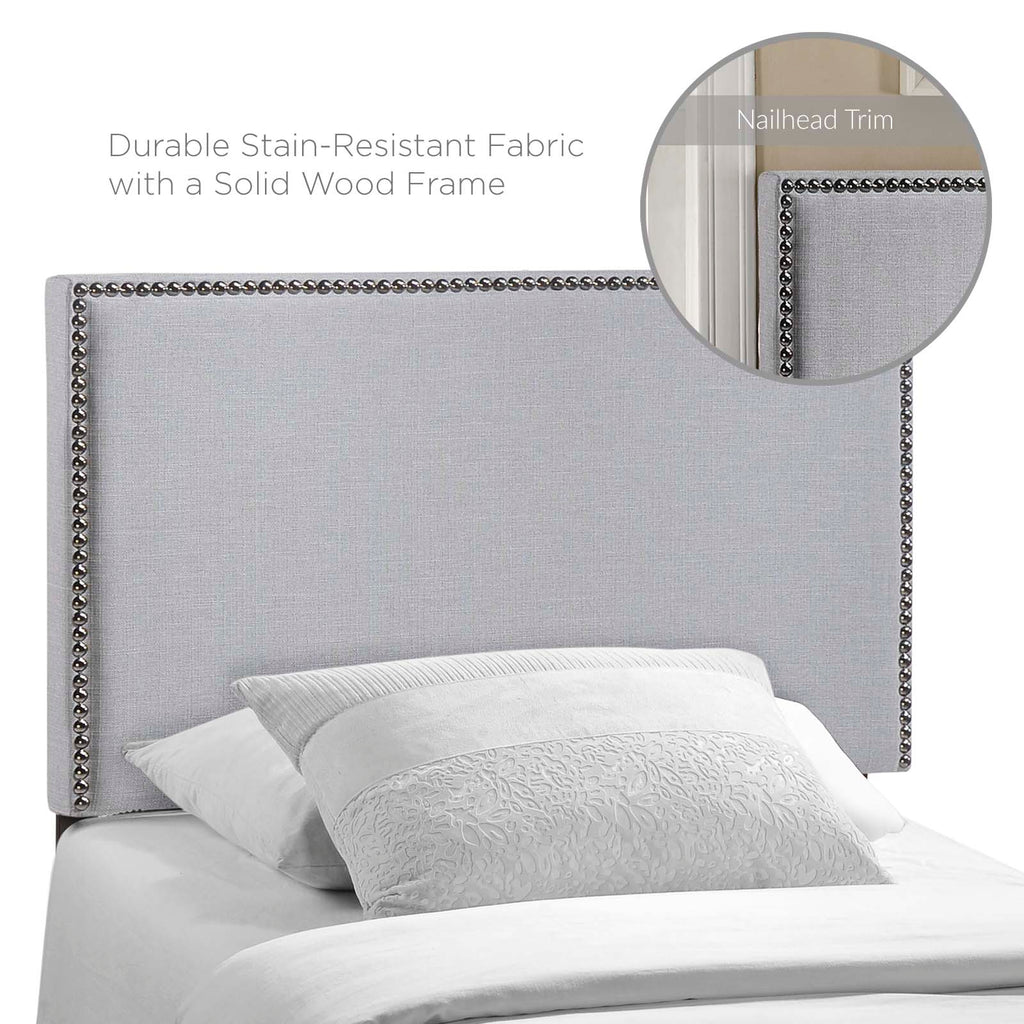 Region Nailhead Twin Upholstered Headboard in Sky Gray