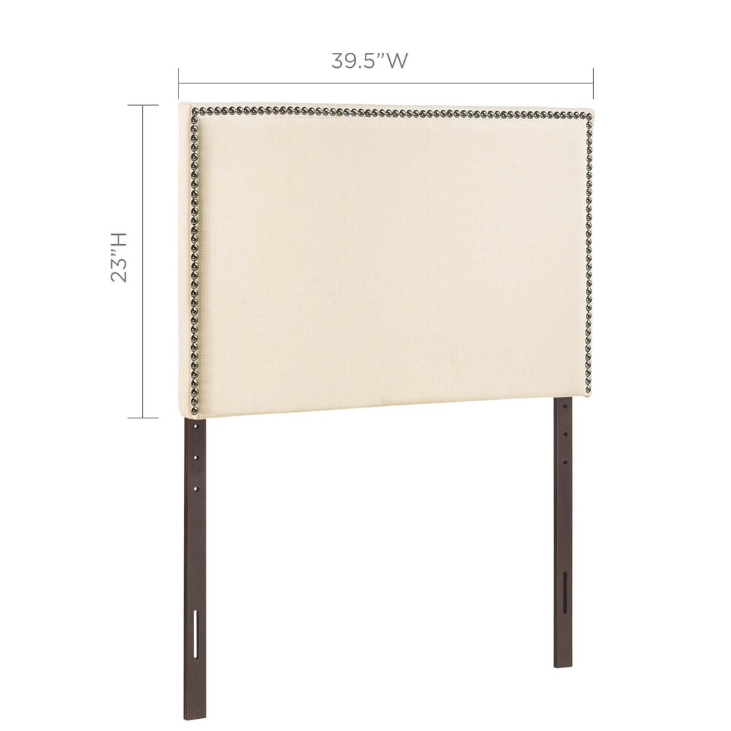 Region Nailhead Twin Upholstered Headboard in Ivory