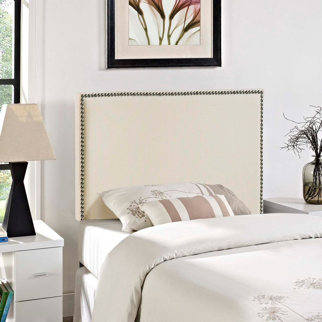 Region Nailhead Twin Upholstered Headboard in Ivory