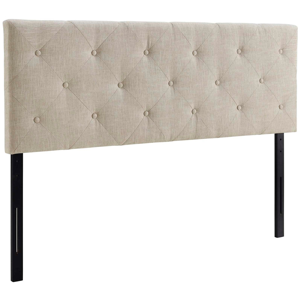 Terisa Queen Upholstered Fabric Headboard in Beige