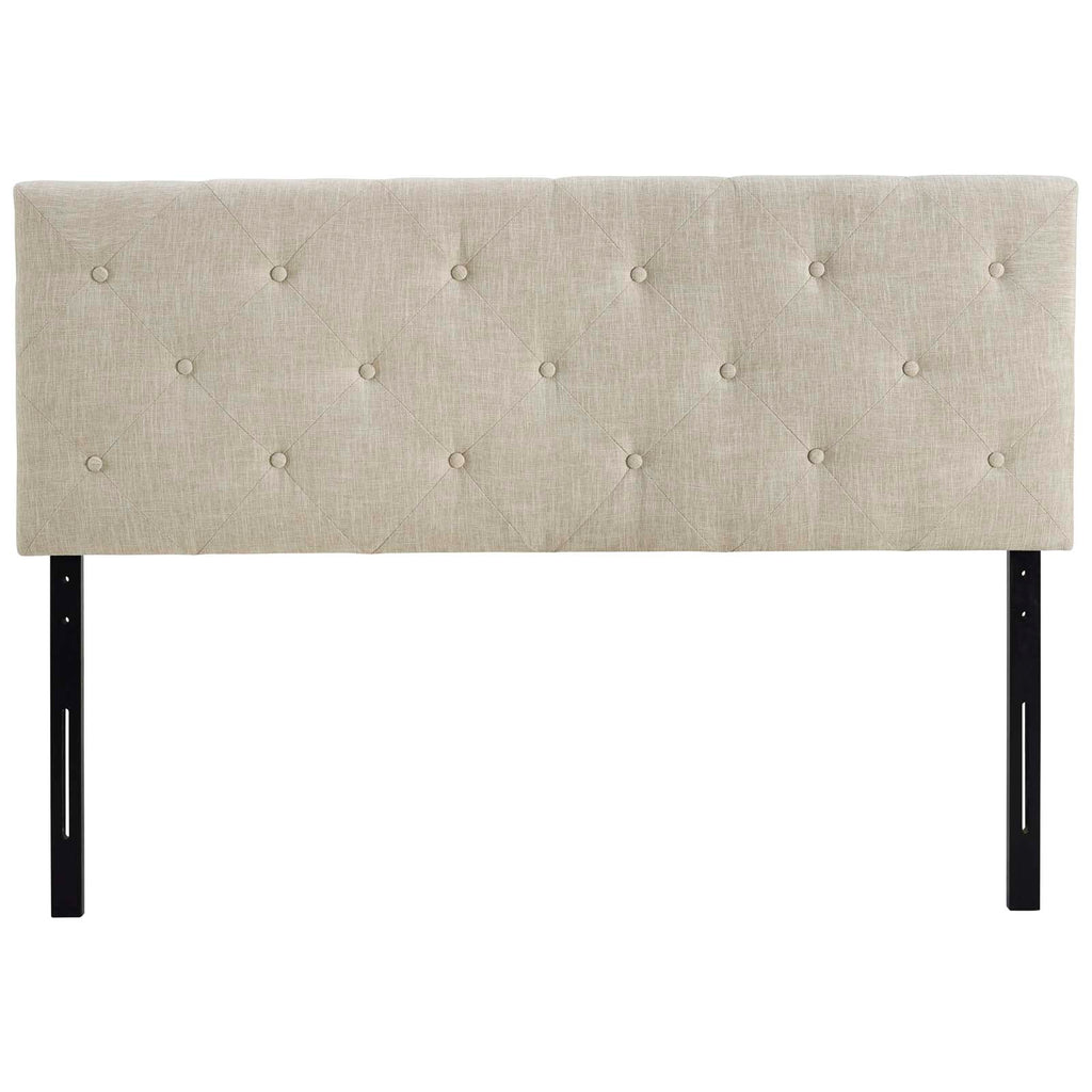 Terisa Queen Upholstered Fabric Headboard in Beige