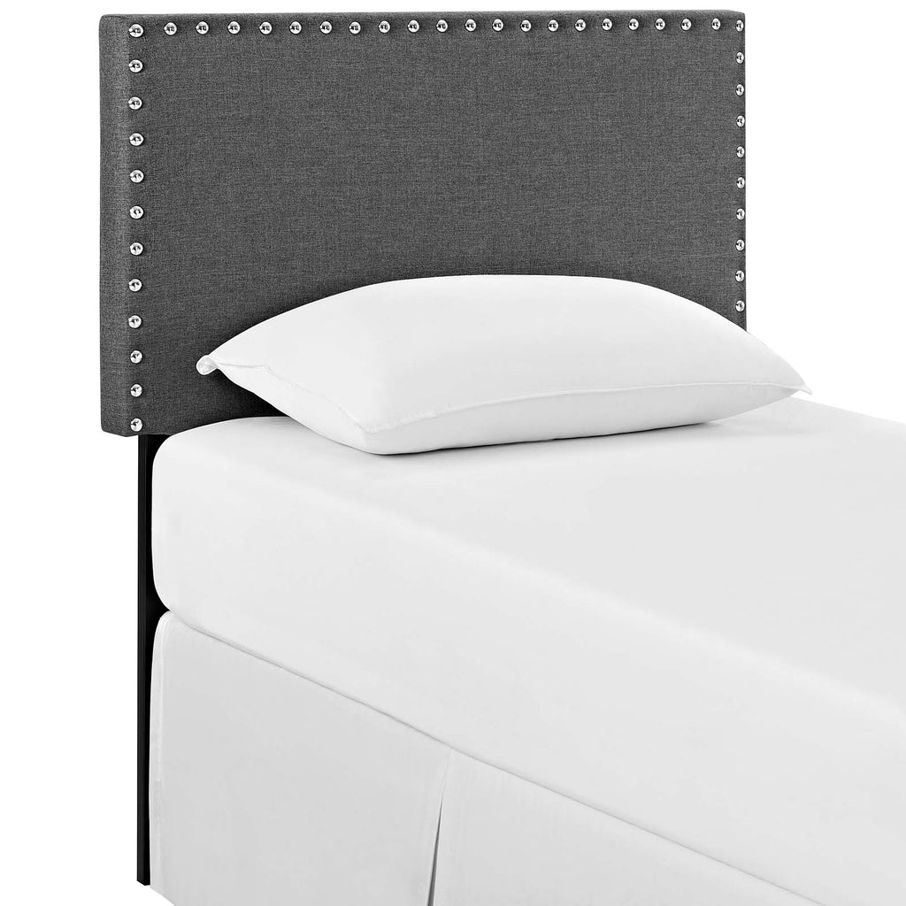 Phoebe Twin Upholstered Fabric Headboard in Gray