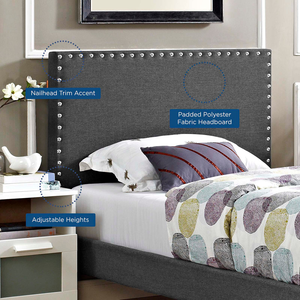 Phoebe Twin Upholstered Fabric Headboard in Gray