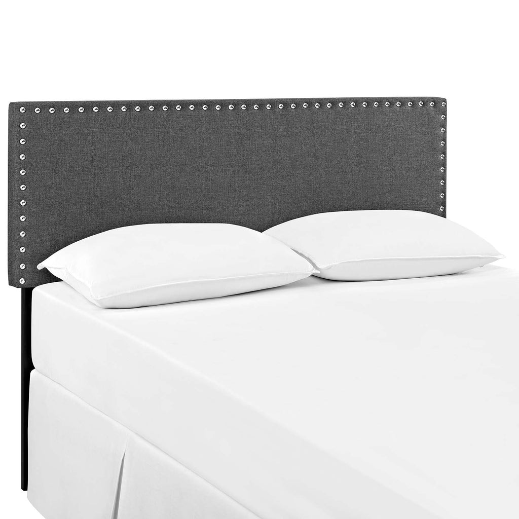 Phoebe Queen Upholstered Fabric Headboard in Gray