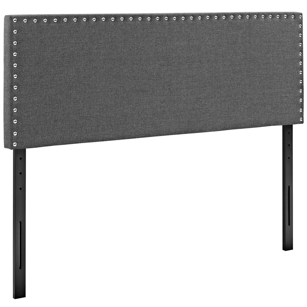 Phoebe Queen Upholstered Fabric Headboard in Gray