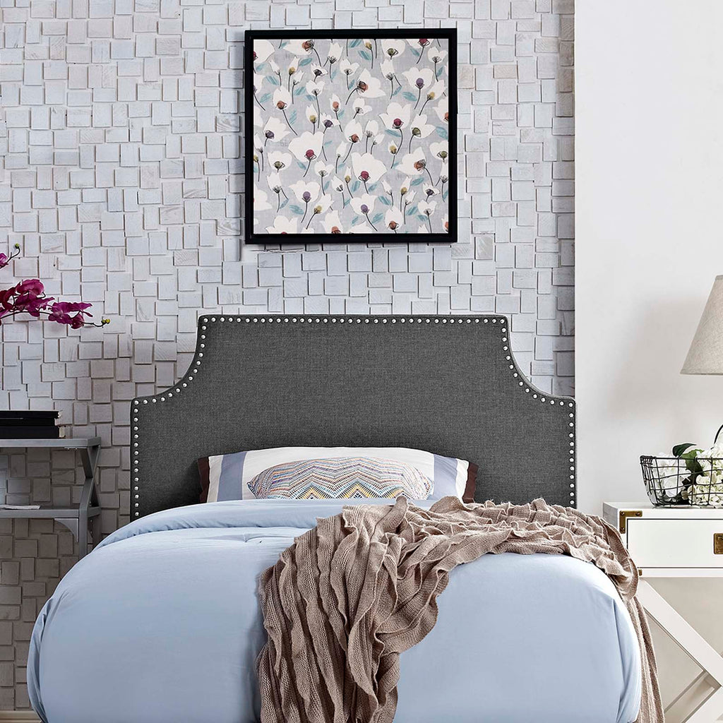 Laura Twin Upholstered Fabric Headboard in Gray