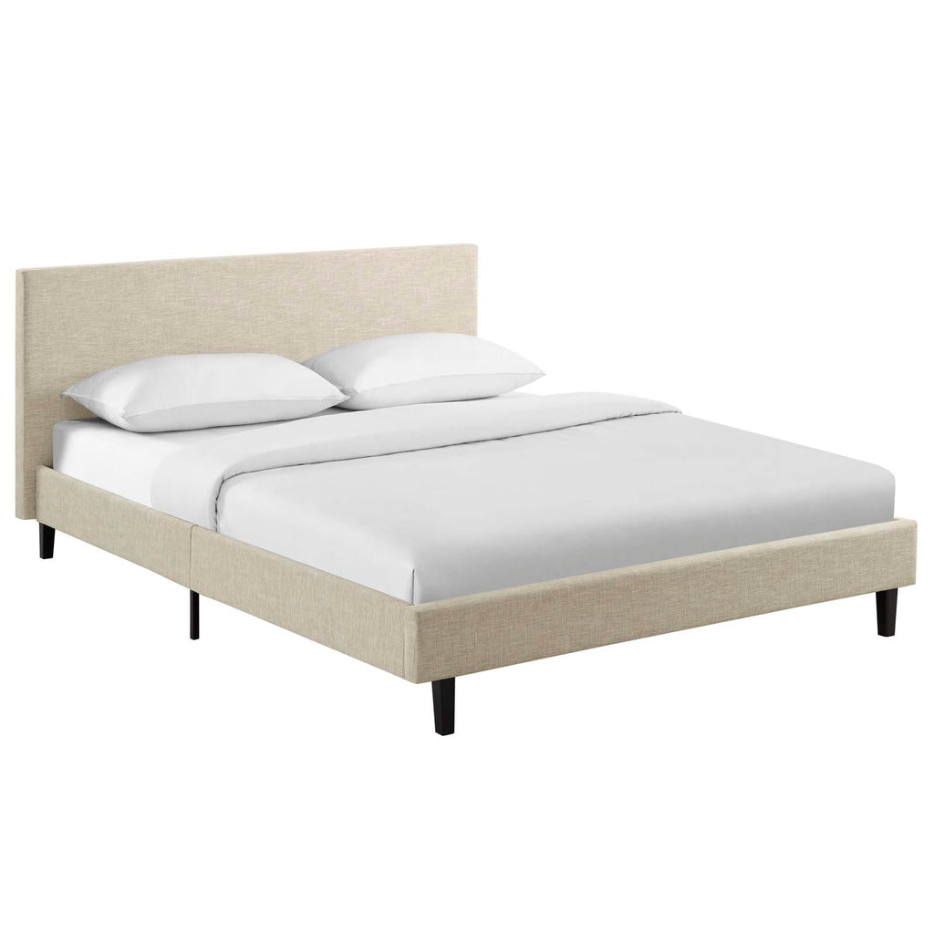 Anya Full Fabric Bed in Beige