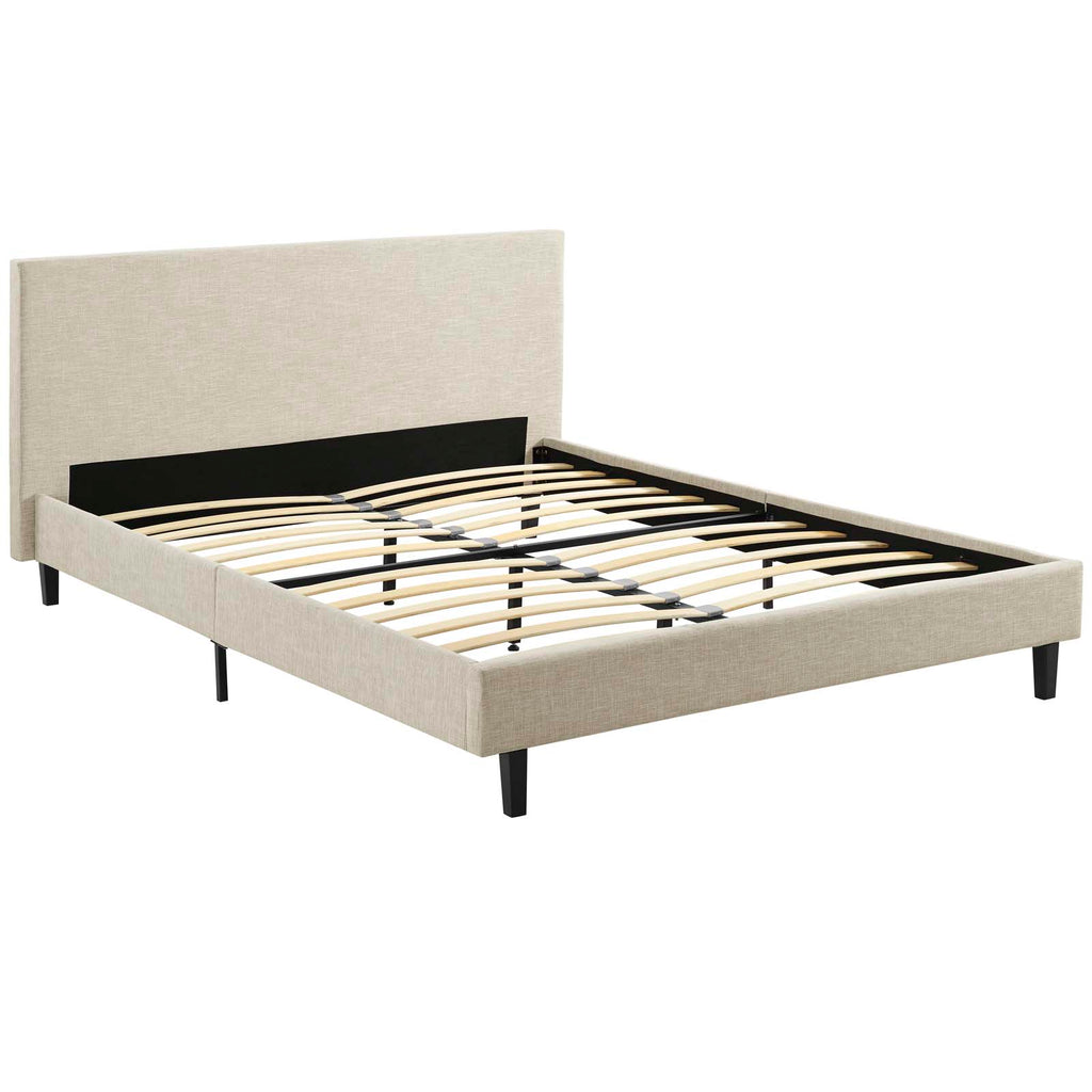 Anya Full Fabric Bed in Beige