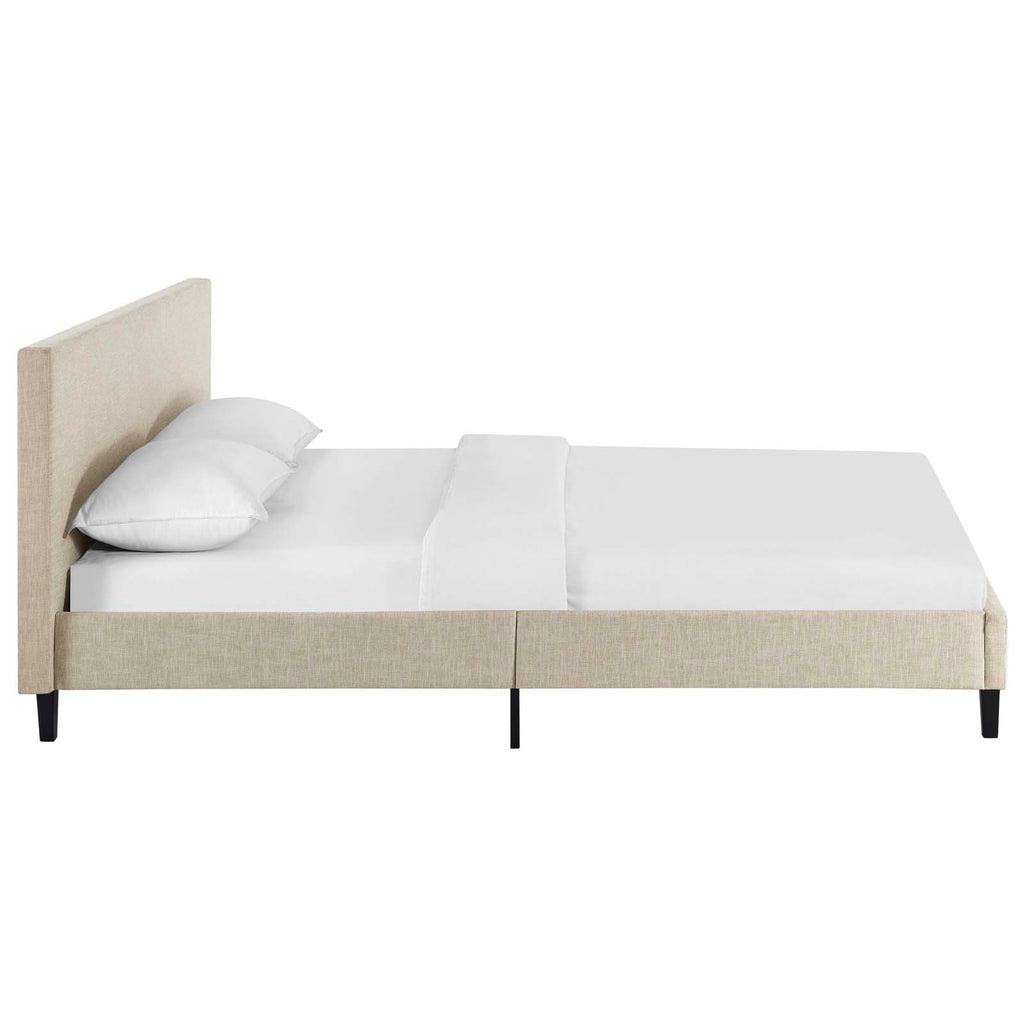 Anya Full Fabric Bed in Beige