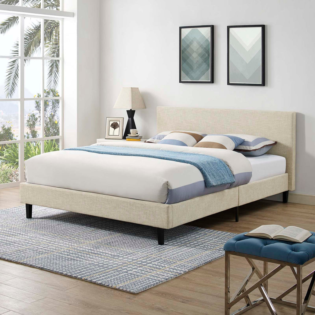 Anya Full Fabric Bed in Beige