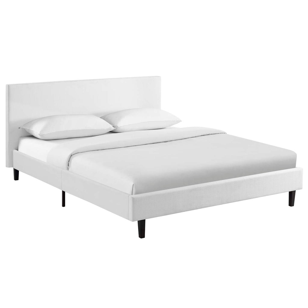 Anya Full Fabric Bed in White