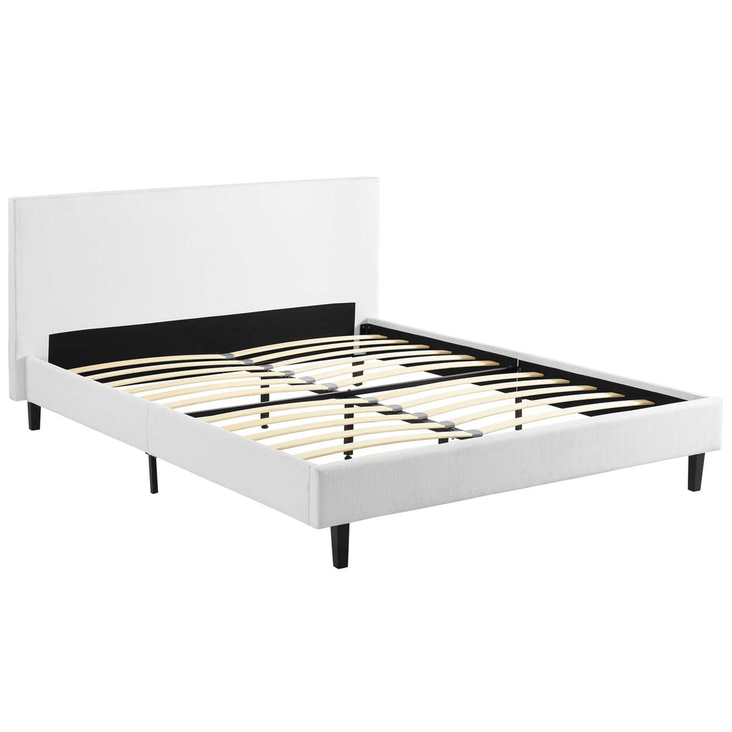 Anya Full Fabric Bed in White