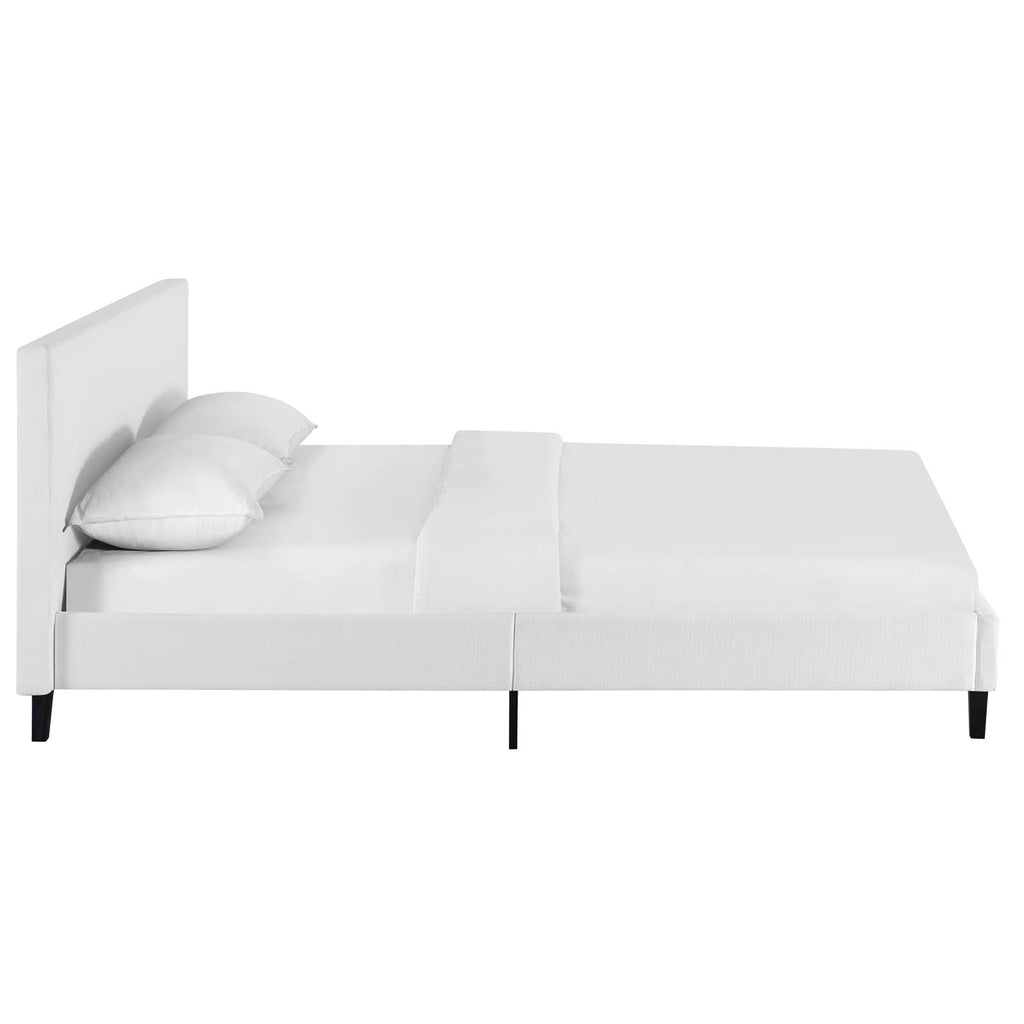 Anya Full Fabric Bed in White