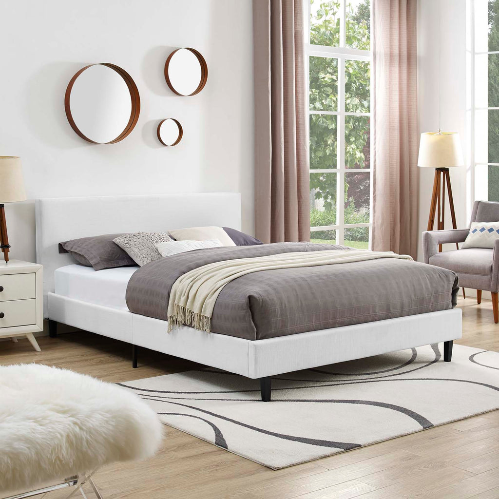 Anya Full Fabric Bed in White